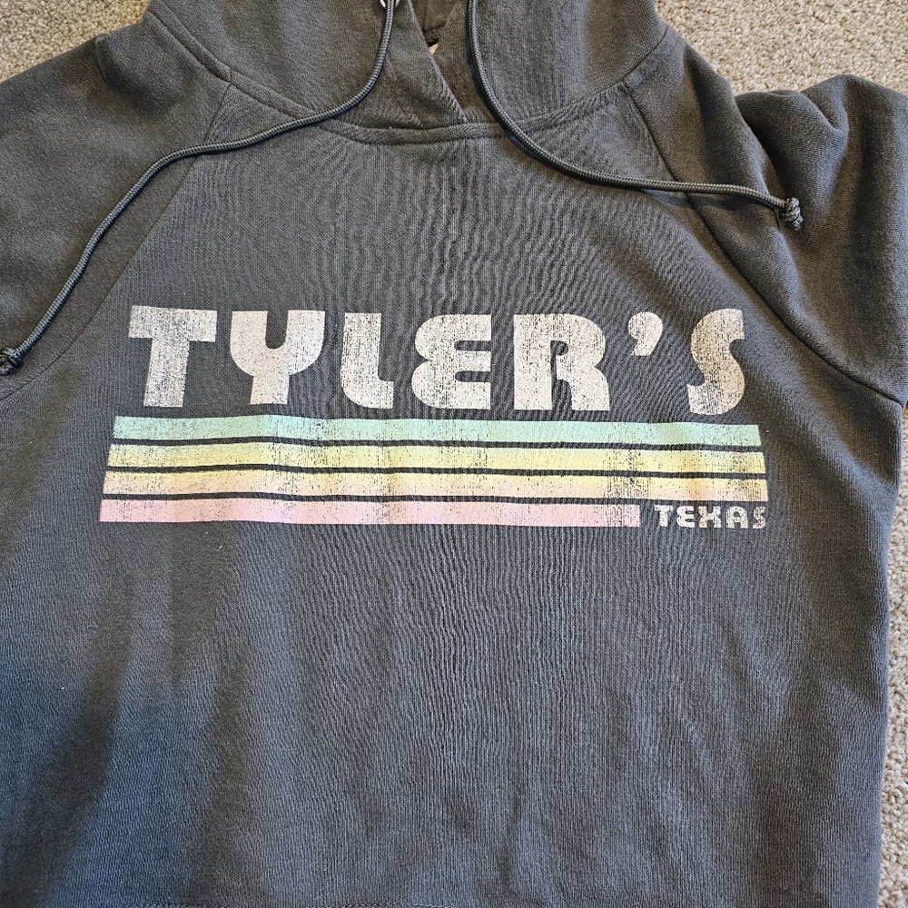 Tylers Texas Gray Cropped Hoodie Sweatshirt~Medium - Picture 7 of 12